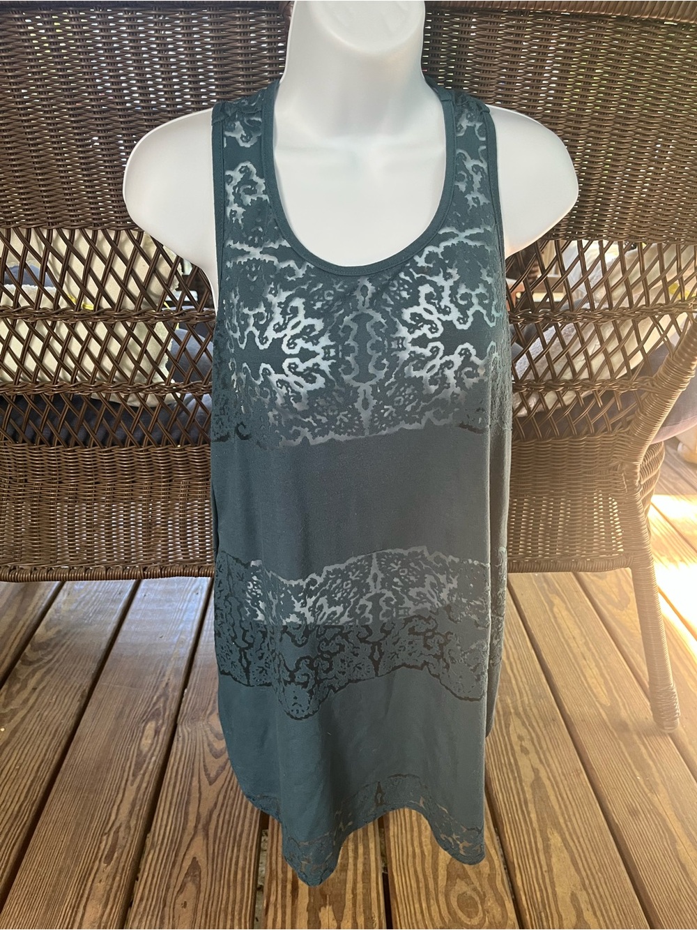 Mossimo Supply Co. Teal Gray Patterned Racerback Tank